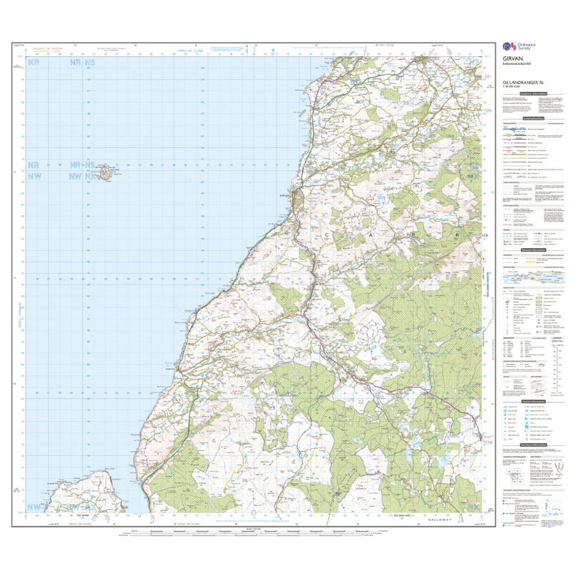 OS Landranger 76 Paper - Girvan sheet