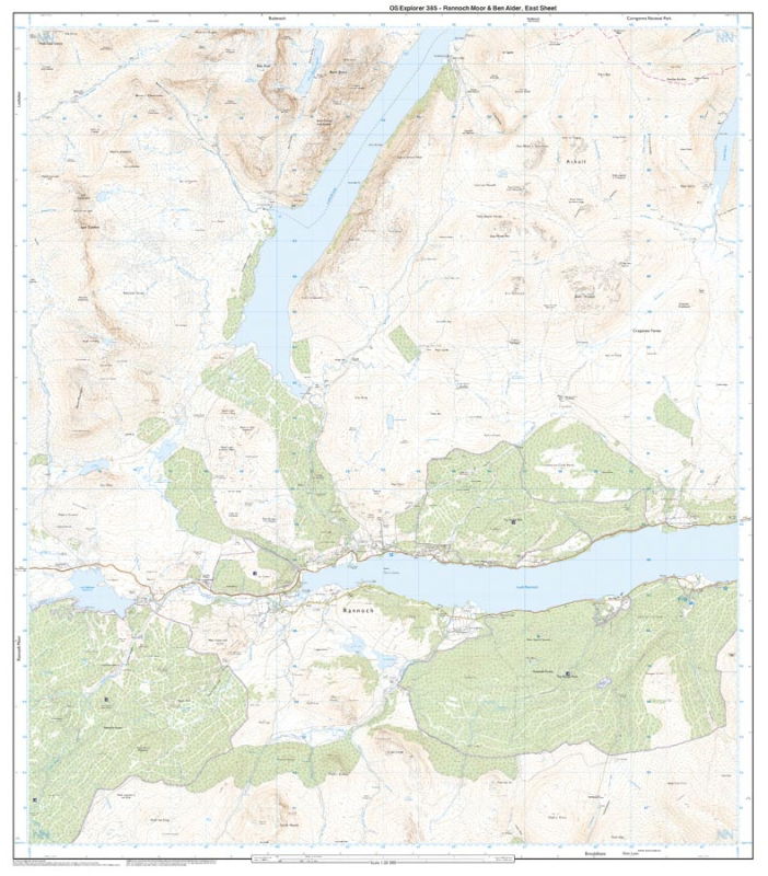 OS Explorer 385 Paper - Rannoch Moor & Ben Alder east sheet