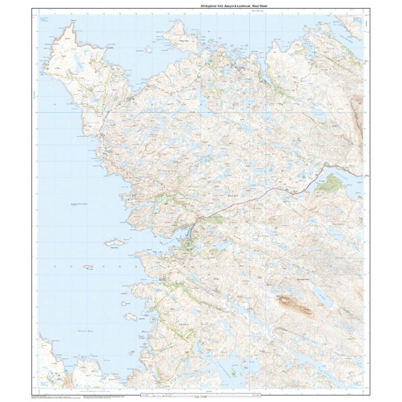 OS Explorer 442 Paper Assynt & Lochinver 1:25,000 west sheet