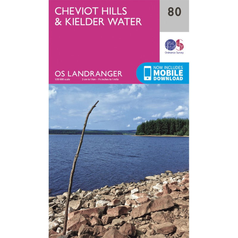 OS Landranger 80 Paper - Cheviot Hills & Kielder Water 1:50,000